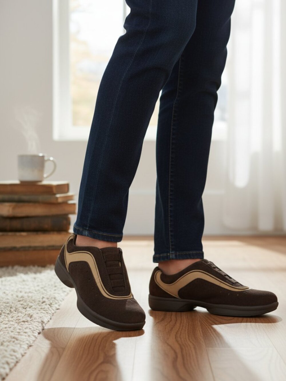 Spira Helix Sport Women's Shoes Moc Walking Comfort Slip On Brown SCL422